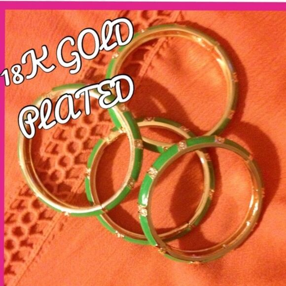 🚫CLEARANCE🚫💚2 18K Gold Plated Bangles BY:T&J"💚 - Picture 3 of 5